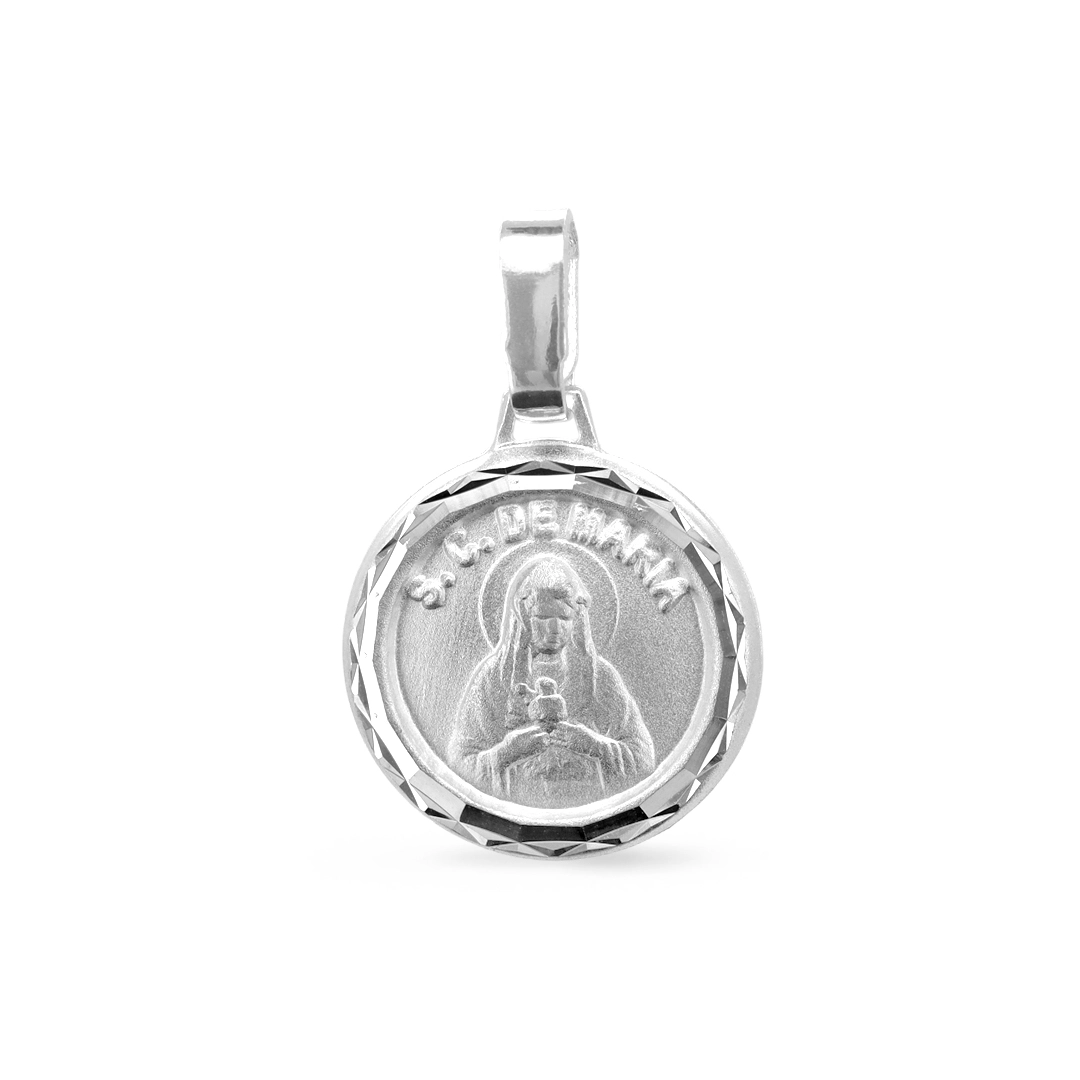 Pingente Medalha em Prata Sagrado Coração de Maria