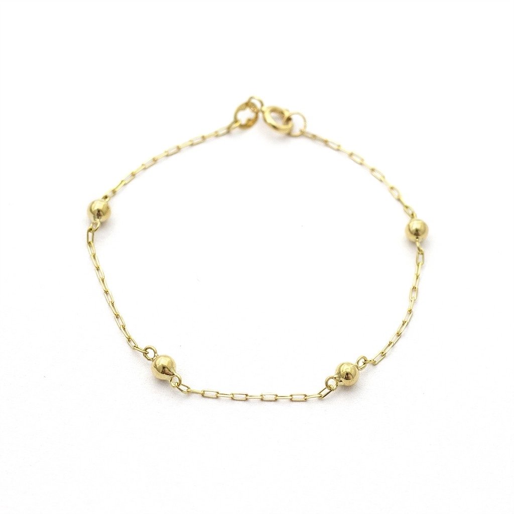 Pulseira de Ouro 18k Baby Gold Bolinha 3 MM