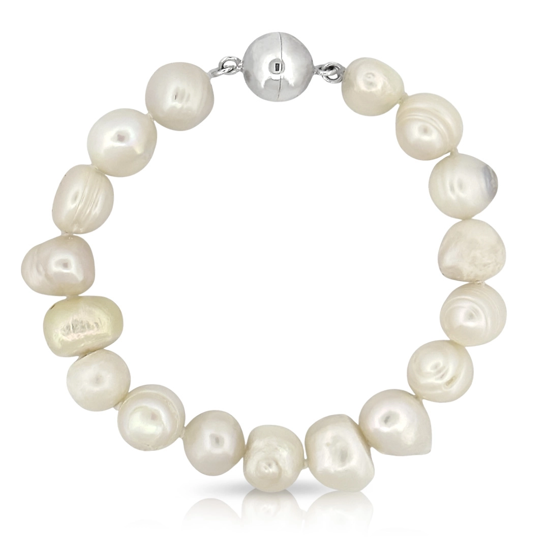 Pulseira de Pérola Biwa com Fecho Imã