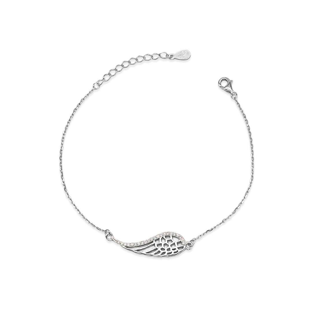Pulseira de Prata Asa com Zircônia Cristal