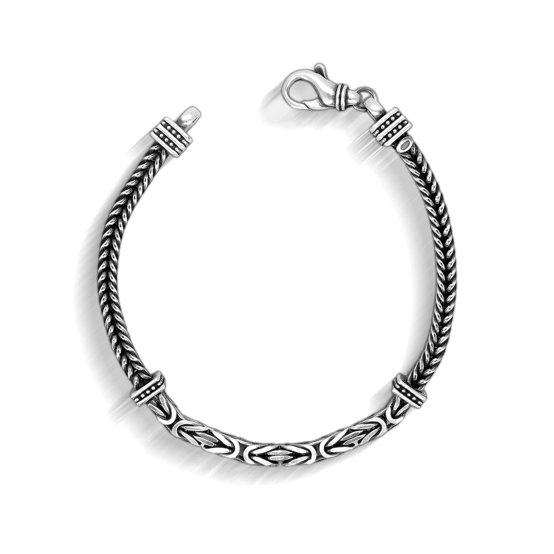 Pulseira de Prata Bali com Malha Quadrada