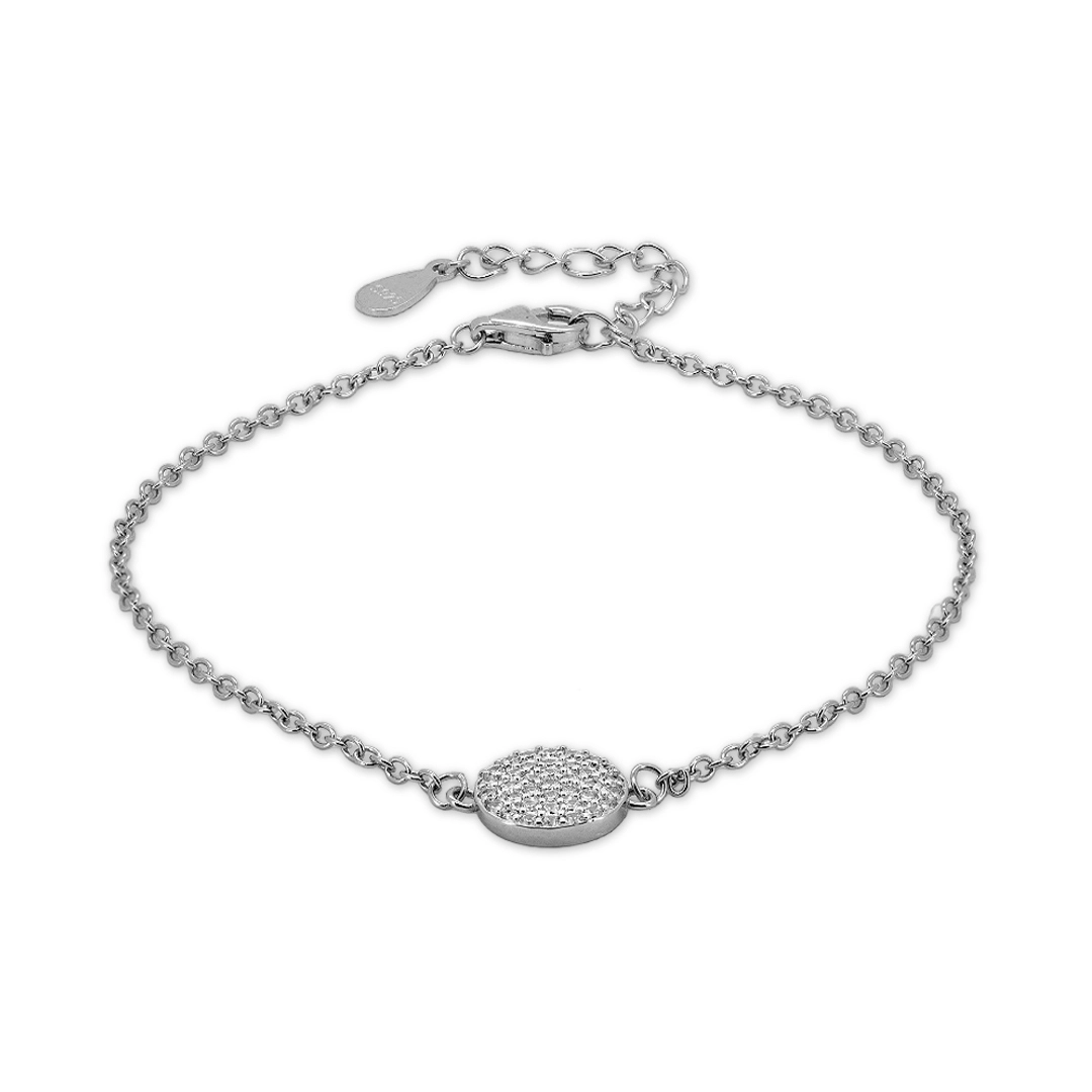 Pulseira de Prata com Círculo e Zircônias Cristal