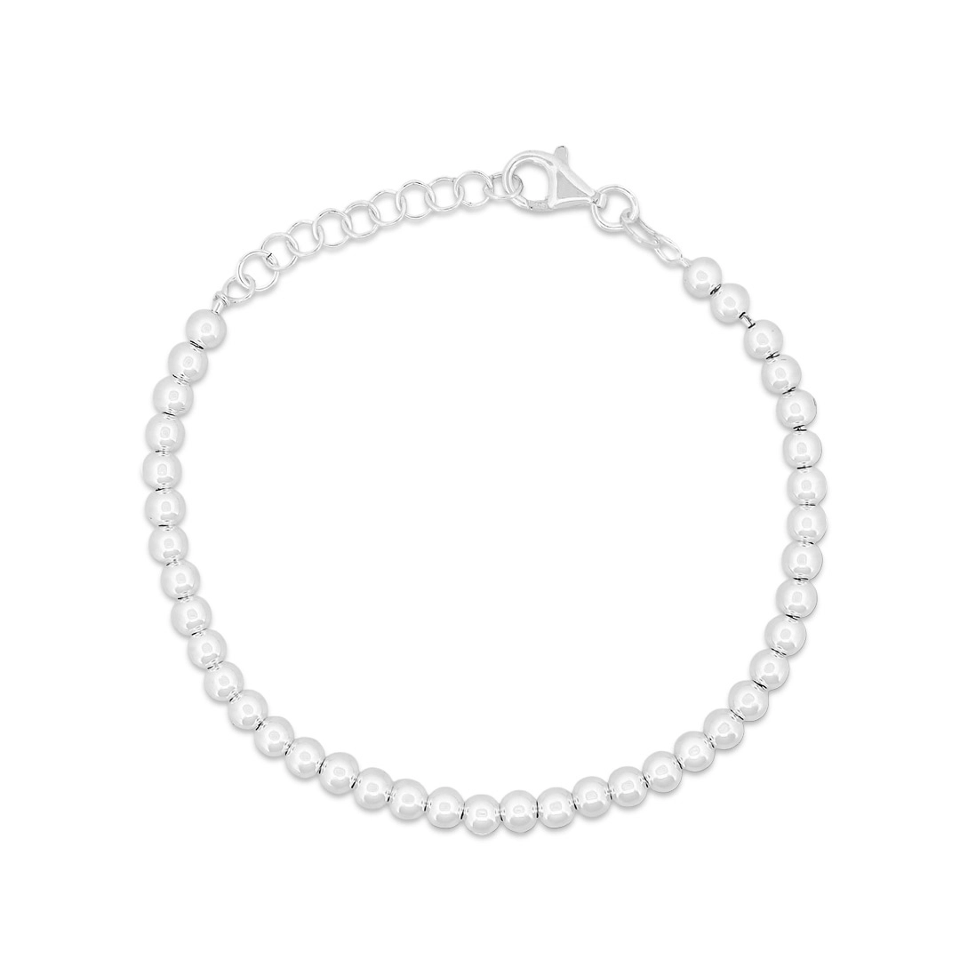 Pulseira de Prata com Esferas Espelhadas 4 mm