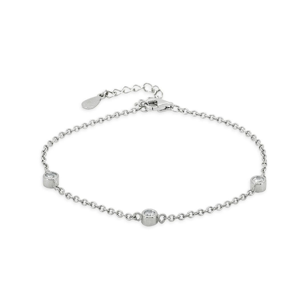 Pulseira de Prata com  Zircônias Cristal