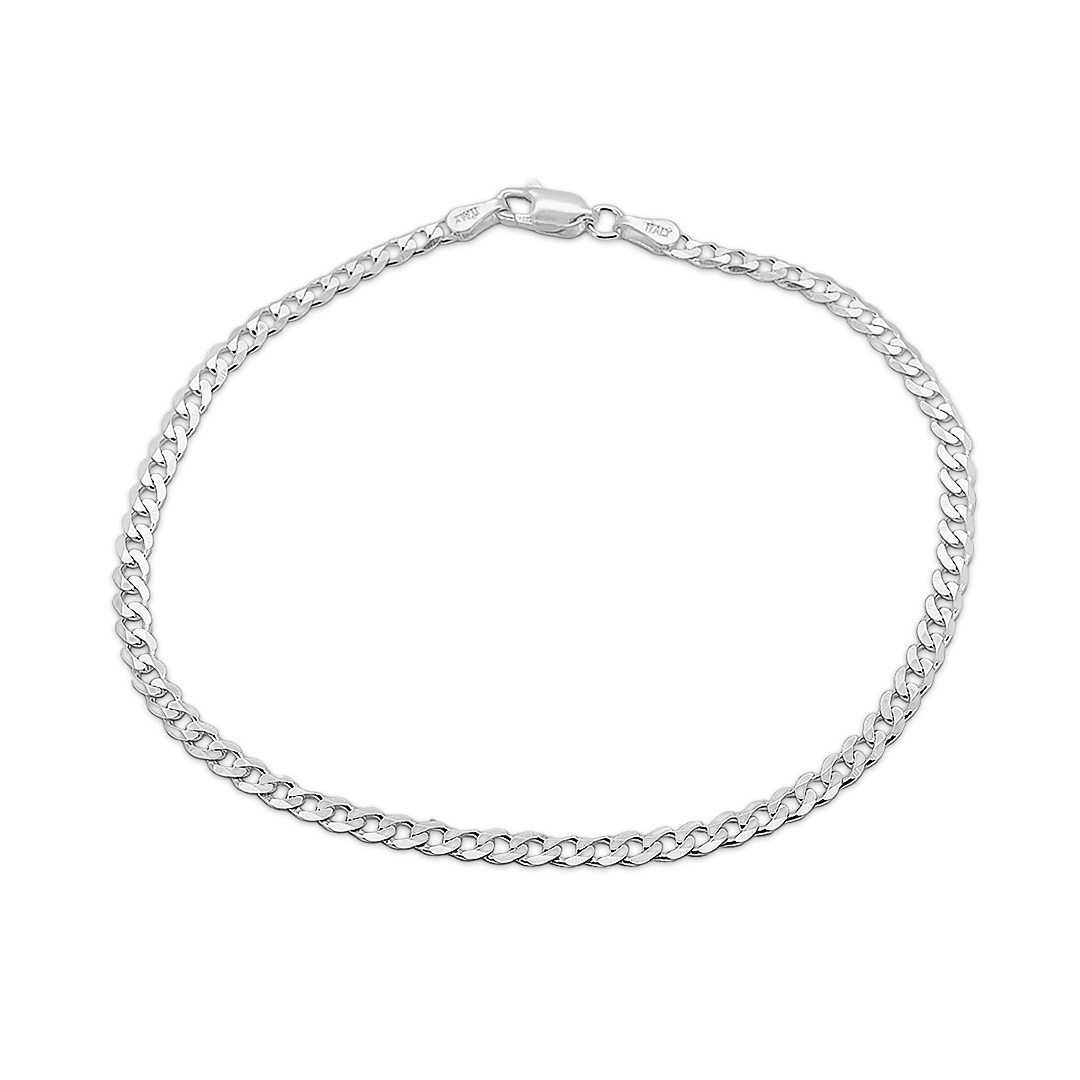 Pulseira de Prata em Malha Gourmette Flat 22 cm