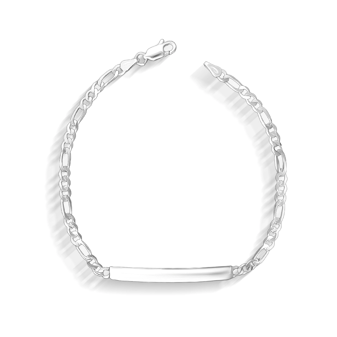 Pulseira de Prata Fígaro com Placa Lisa