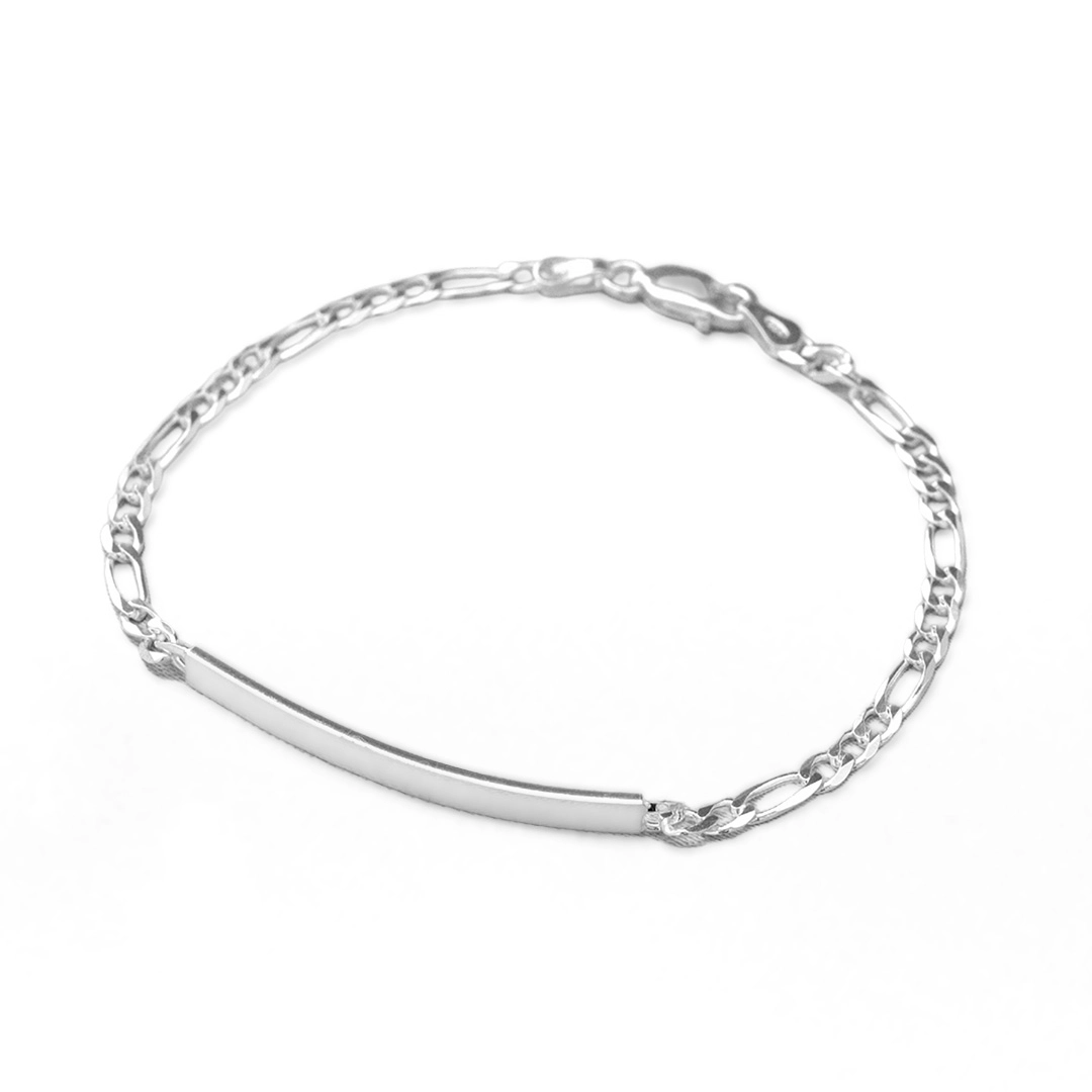 Pulseira de Prata Fígaro com Placa Lisa