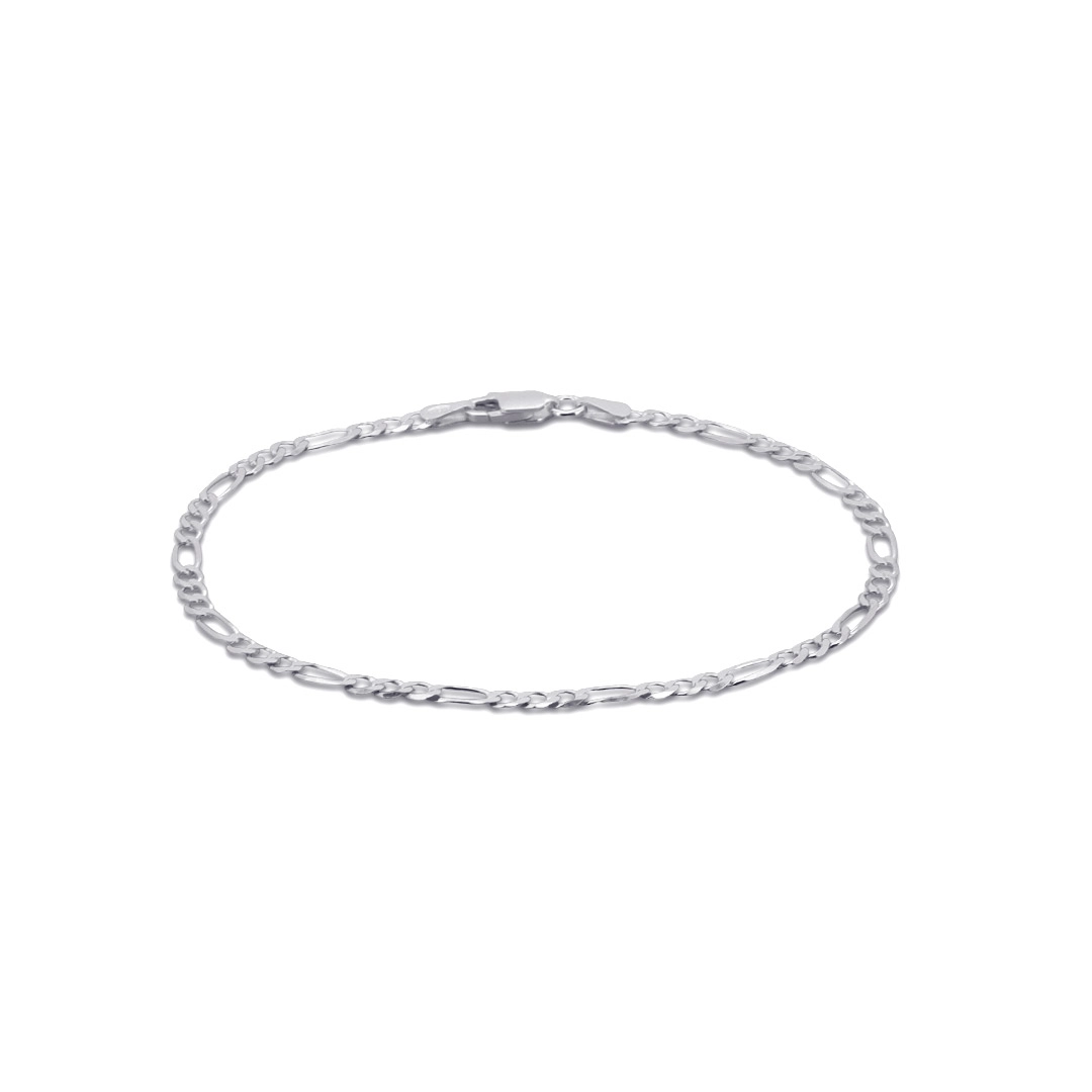Pulseira De Prata Fígaro Flat 20 cm