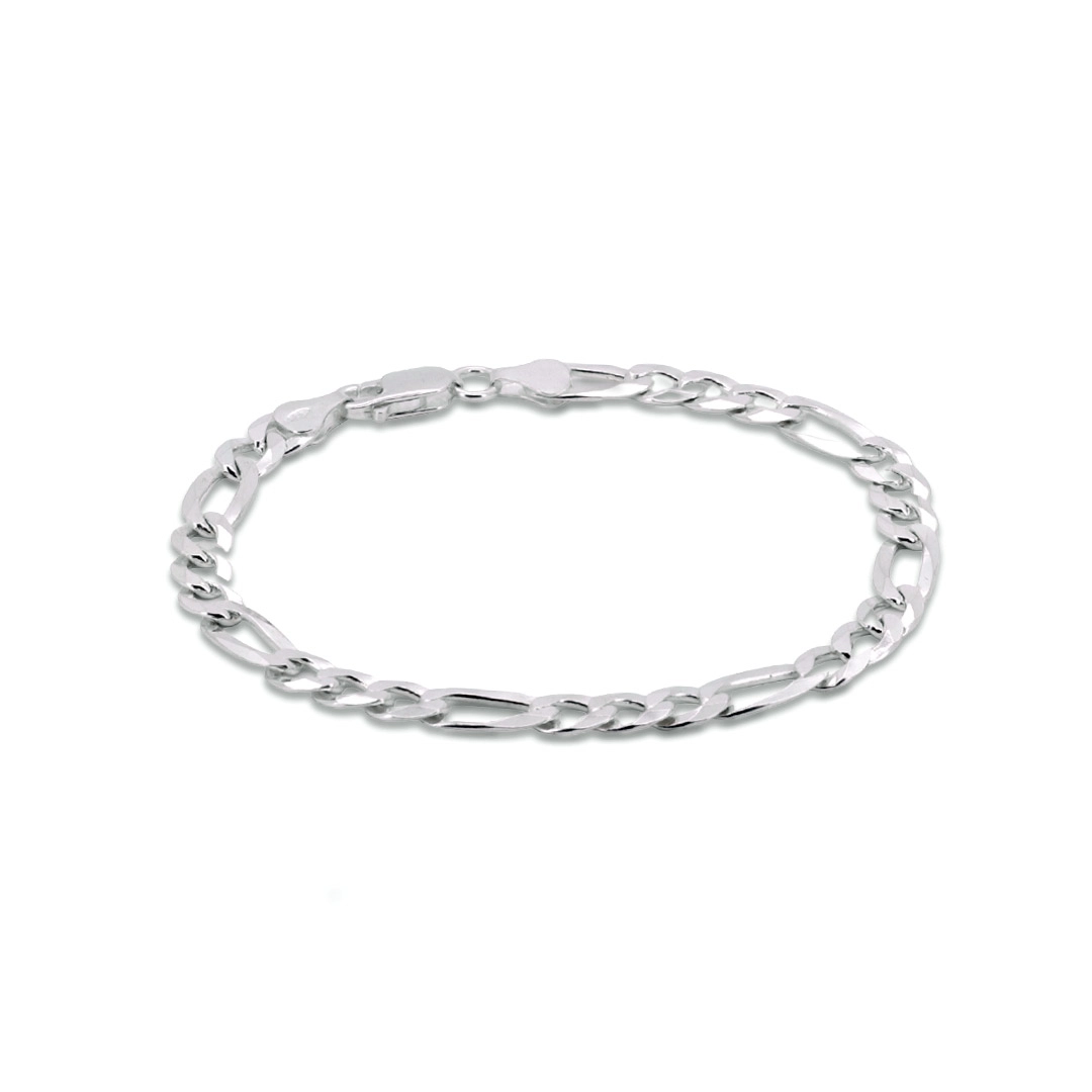 Pulseira De Prata Fígaro Flat 21 Cm