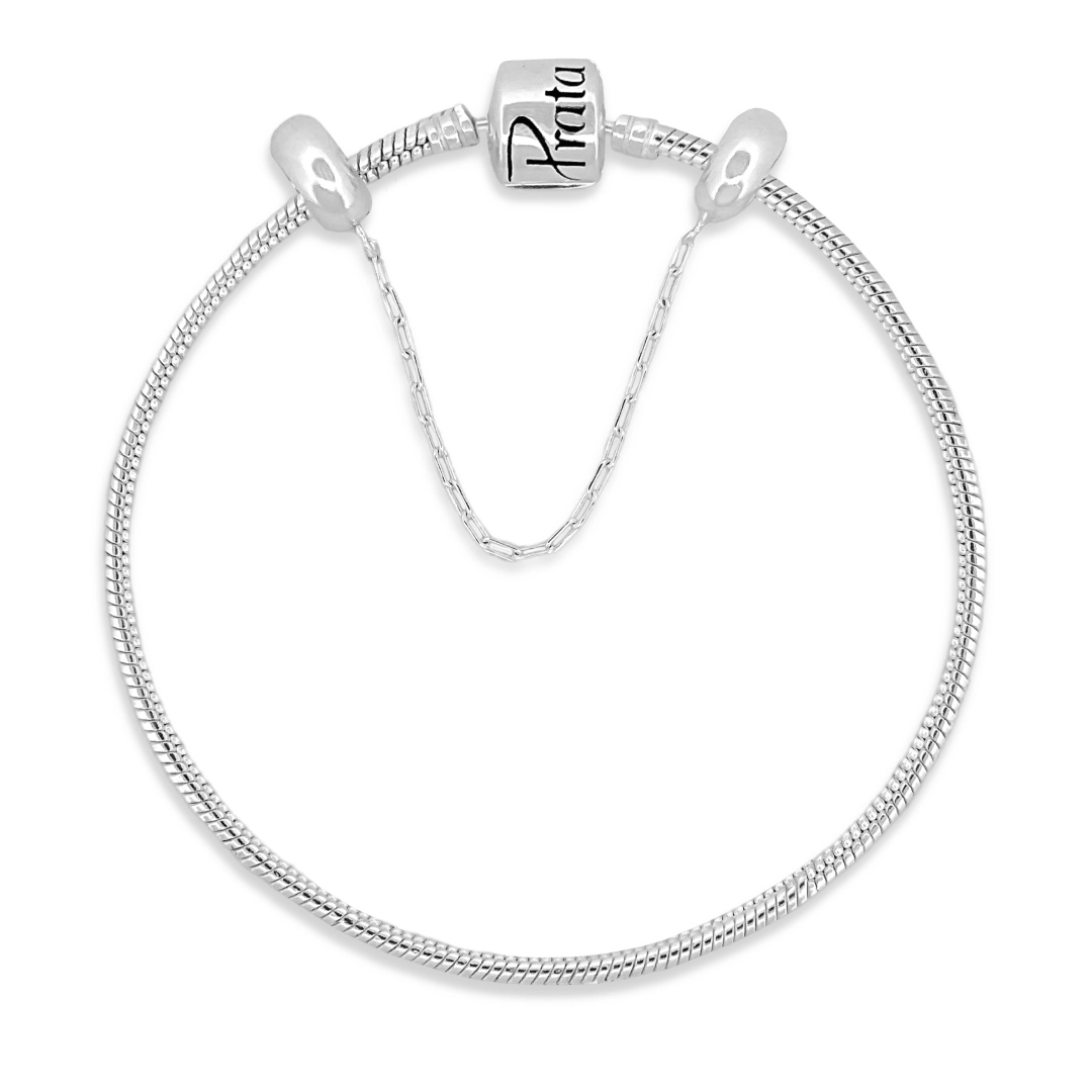 Pulseira de Prata para Berloques com Trava 20 cm