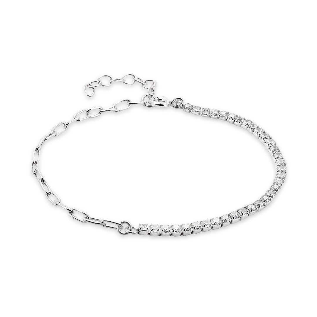 Pulseira de Prata Riviéra com Zircônias Cristal 
