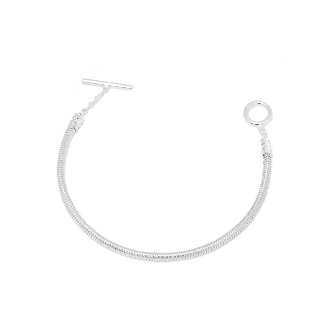 Pulseira de Prata Symbol Conduíte Espelhada com Fecho T 18 cm 