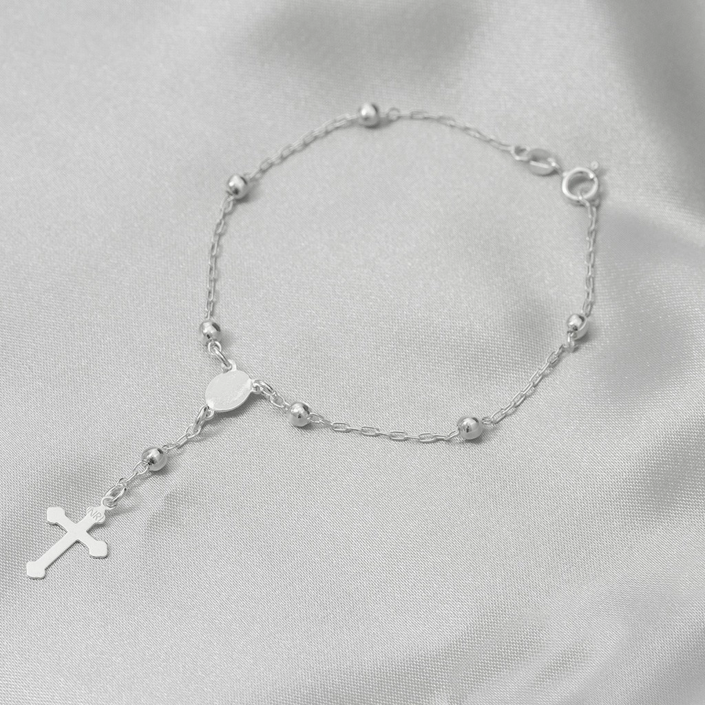 Pulseira de Prata Terço com Nossa Senhora das Graças