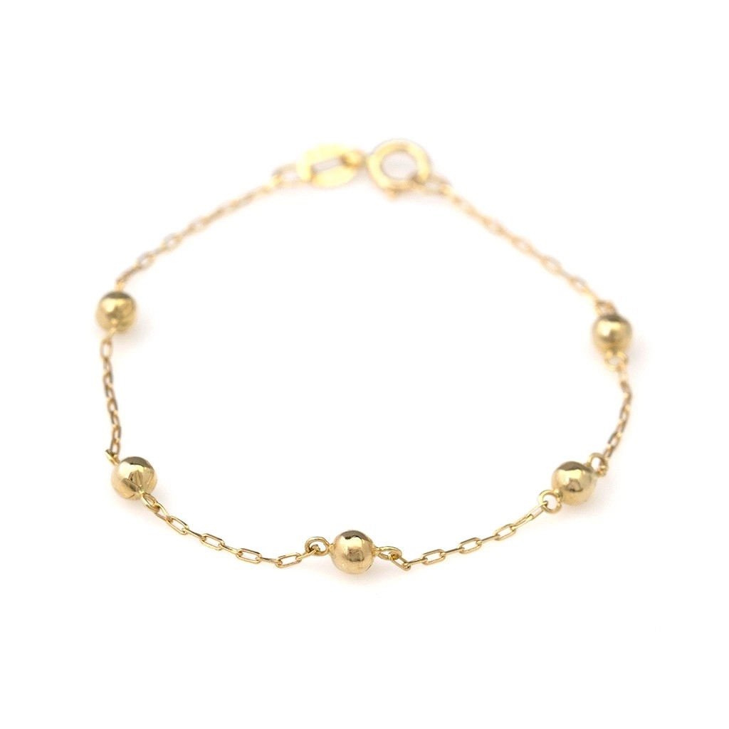 Pulseira em Ouro 18k Baby Gold com Bolinhas Espelhadas