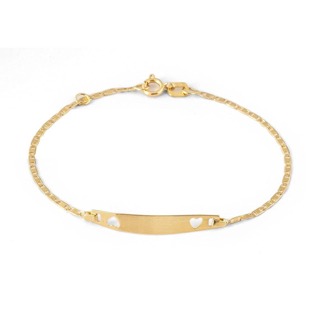 Pulseira em Ouro 18k Baby Gold Placa com Corações