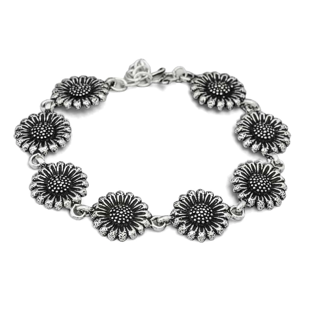 Pulseira em Prata Estilo Bali com Margaridas
